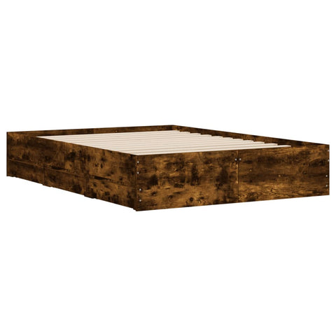 vidaXL Bed Frame with Drawers without Mattress Smoked Oak 120x200 cm