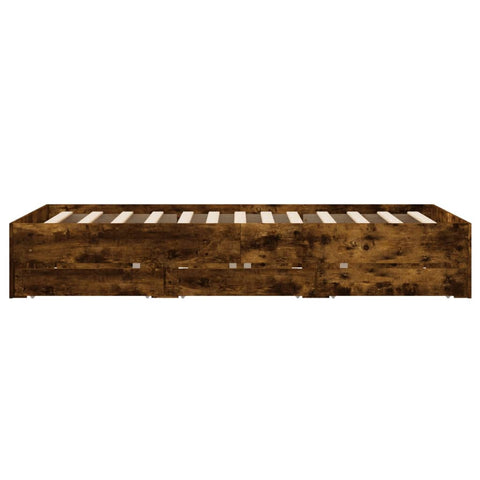 vidaXL Bed Frame with Drawers without Mattress Smoked Oak 120x200 cm