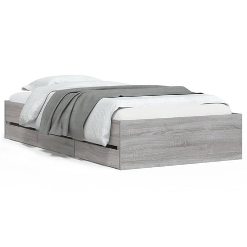 vidaXL Bed Frame with Drawers without Mattress Grey Sonoma 90x200 cm