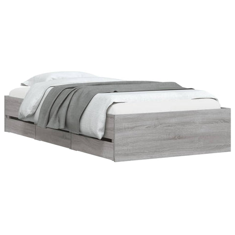 vidaXL Bed Frame with Drawers without Mattress Grey Sonoma 90x200 cm