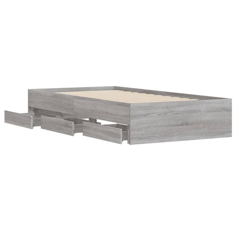 vidaXL Bed Frame with Drawers without Mattress Grey Sonoma 90x200 cm