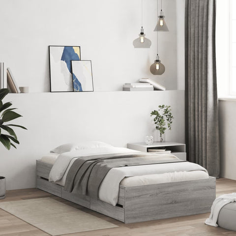 vidaXL Bed Frame with Drawers without Mattress Grey Sonoma 90x200 cm