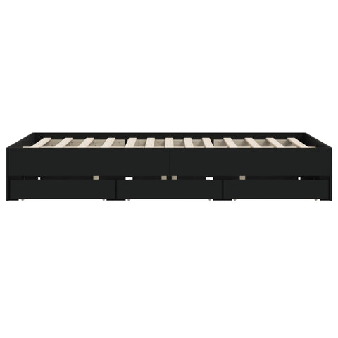 vidaXL Bed Frame with Drawers without Mattress Black 140x190 cm