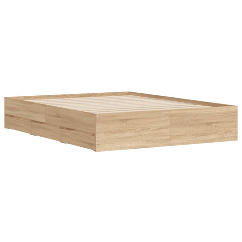 vidaXL Bed Frame with Drawers without Mattress Sonoma Oak 140x190 cm