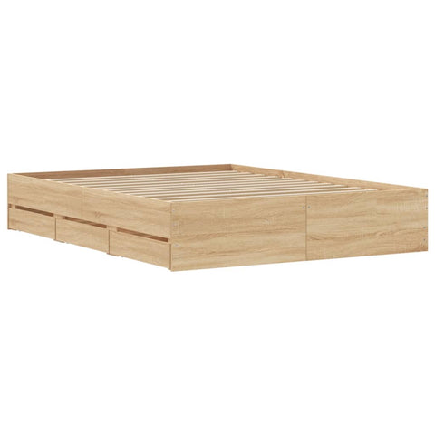 vidaXL Bed Frame with Drawers without Mattress Sonoma Oak 140x190 cm
