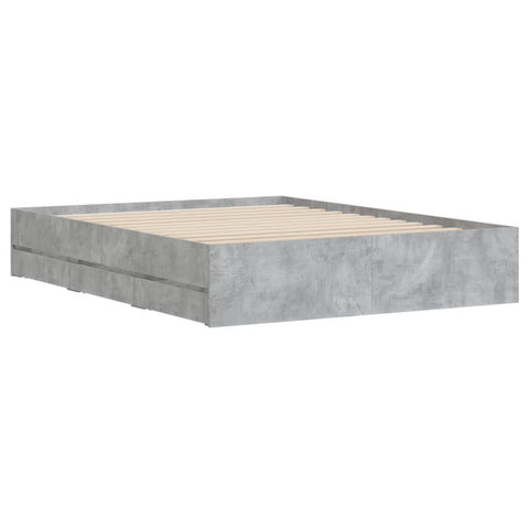 vidaXL Bed Frame with Drawers without Mattress Concrete Grey 140x190 cm