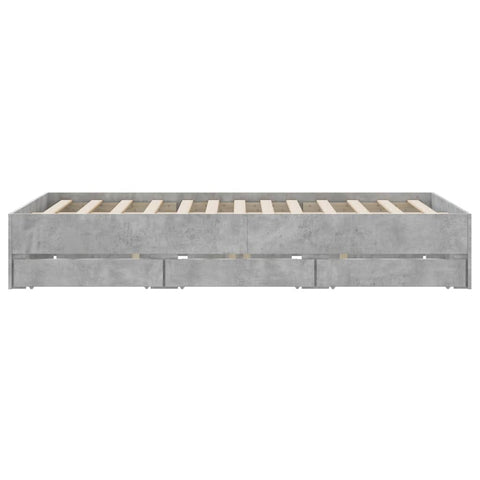vidaXL Bed Frame with Drawers without Mattress Concrete Grey 140x190 cm