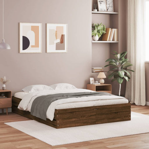vidaXL Bed Frame with Drawers without Mattress Brown Oak 140x190 cm