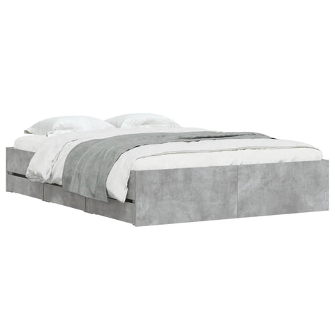 vidaXL Bed Frame with Drawers without Mattress Concrete Grey 135x190 cm Double