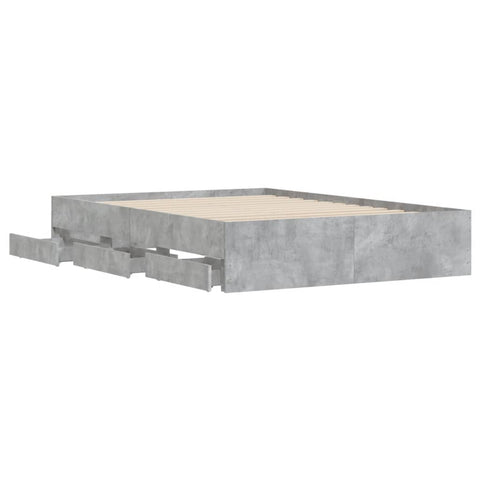 vidaXL Bed Frame with Drawers without Mattress Concrete Grey 135x190 cm Double