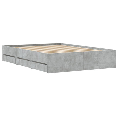 vidaXL Bed Frame with Drawers without Mattress Concrete Grey 135x190 cm Double