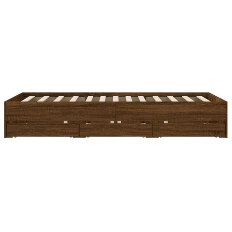 vidaXL Bed Frame with Drawers without Mattress Brown Oak 135x190 cm Double