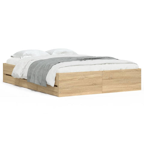 vidaXL Bed Frame with Drawers without Mattress Sonoma Oak 120x190 cm Small Double