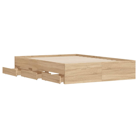 vidaXL Bed Frame with Drawers without Mattress Sonoma Oak 120x190 cm Small Double