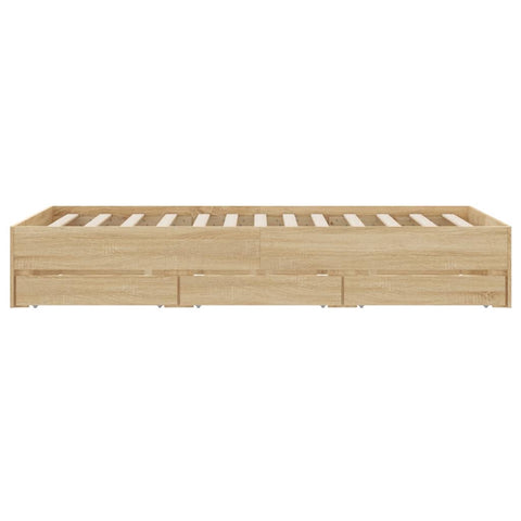 vidaXL Bed Frame with Drawers without Mattress Sonoma Oak 120x190 cm Small Double