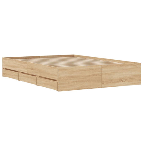 vidaXL Bed Frame with Drawers without Mattress Sonoma Oak 120x190 cm Small Double