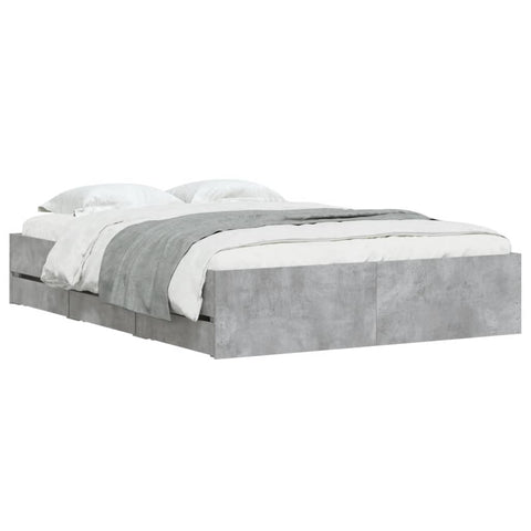 vidaXL Bed Frame with Drawers without Mattress Concrete Grey 120x190 cm Small Double