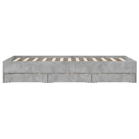 vidaXL Bed Frame with Drawers without Mattress Concrete Grey 120x190 cm Small Double