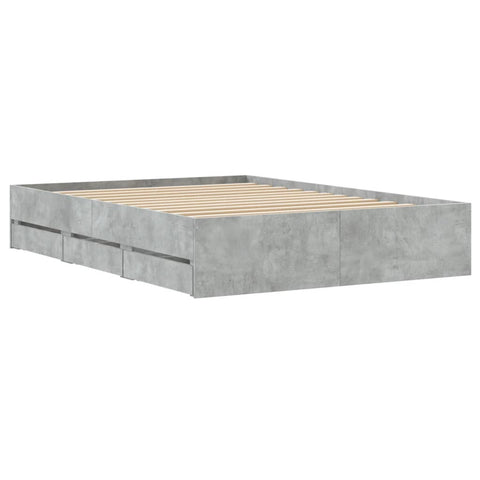 vidaXL Bed Frame with Drawers without Mattress Concrete Grey 120x190 cm Small Double