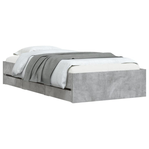 vidaXL Bed Frame with Drawers without Mattress Concrete Grey 90x190 cm Single