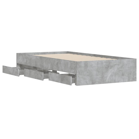 vidaXL Bed Frame with Drawers without Mattress Concrete Grey 90x190 cm Single