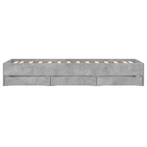 vidaXL Bed Frame with Drawers without Mattress Concrete Grey 90x190 cm Single