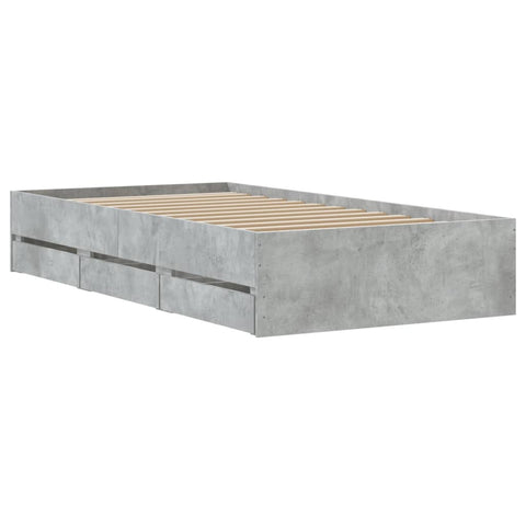 vidaXL Bed Frame with Drawers without Mattress Concrete Grey 90x190 cm Single