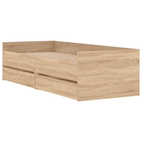 vidaXL Bed Frame with Drawers without Mattress Sonoma Oak 100x200 cm