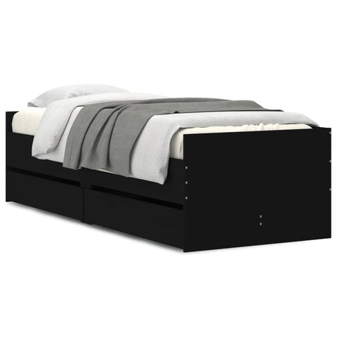 vidaXL Bed Frame with Drawers without Mattress Black 90x200 cm