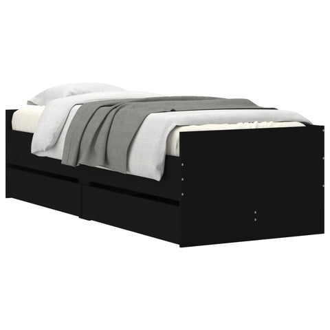 vidaXL Bed Frame with Drawers without Mattress Black 90x200 cm