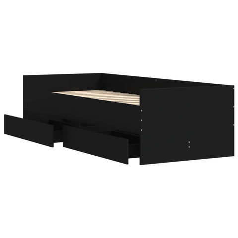 vidaXL Bed Frame with Drawers without Mattress Black 90x200 cm