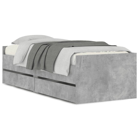 vidaXL Bed Frame with Drawers without Mattress Concrete Grey 90x200 cm