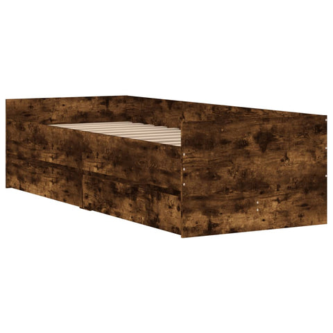 vidaXL Bed Frame with Drawers without Mattress Smoked Oak 90x200 cm