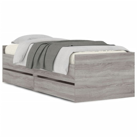 vidaXL Bed Frame with Drawers without Mattress Grey Sonoma 90x200 cm