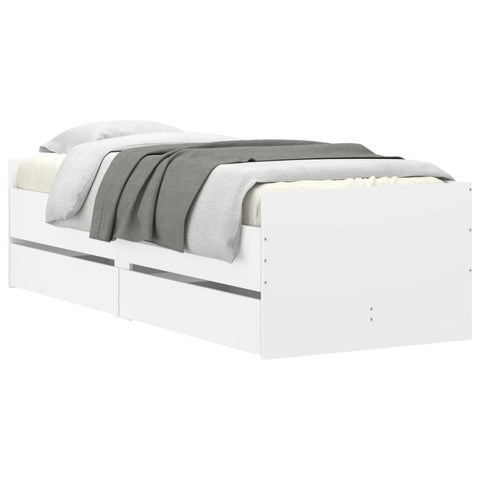 vidaXL Bed Frame with Drawers without Mattress White 90x190 cm Single