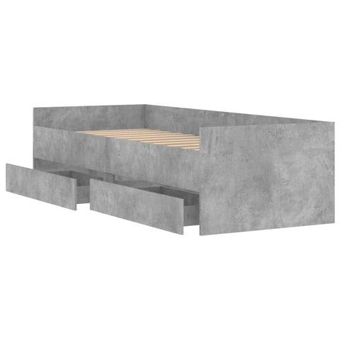 vidaXL Bed Frame with Drawers without Mattress Concrete Grey 90x190 cm Single