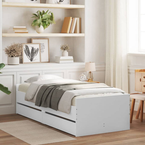 vidaXL Bed Frame without Mattress White 75x190 cm Small Single Small Single