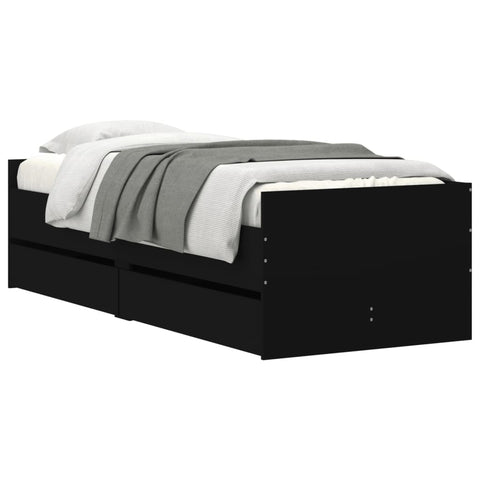 vidaXL Bed Frame without Mattress Black 75x190 cm Small Single Small Single