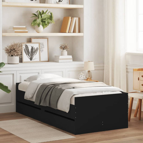 vidaXL Bed Frame without Mattress Black 75x190 cm Small Single Small Single