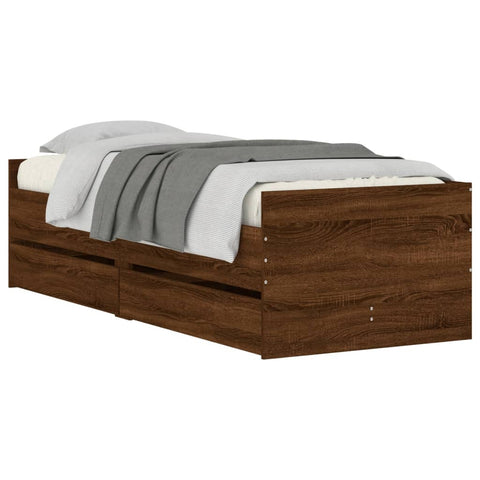 vidaXL Bed Frame without Mattress Brown Oak 75x190 cm Small Single Small Single