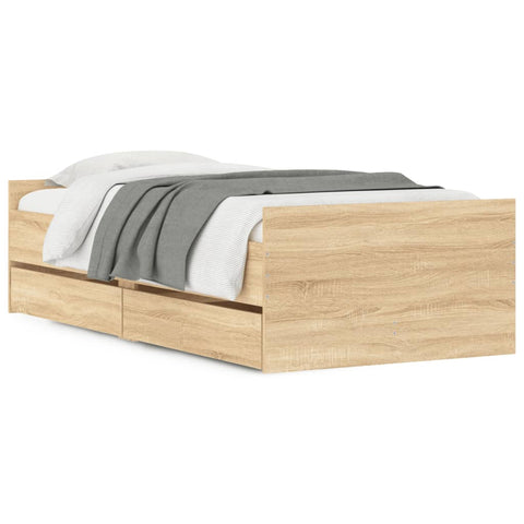 vidaXL Bed Frame with Drawers without Mattress Sonoma Oak 90x200 cm