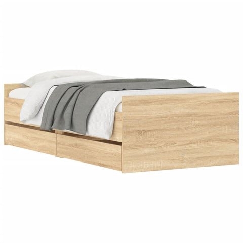 vidaXL Bed Frame with Drawers without Mattress Sonoma Oak 90x200 cm