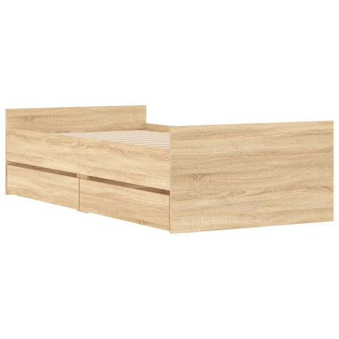 vidaXL Bed Frame with Drawers without Mattress Sonoma Oak 90x200 cm