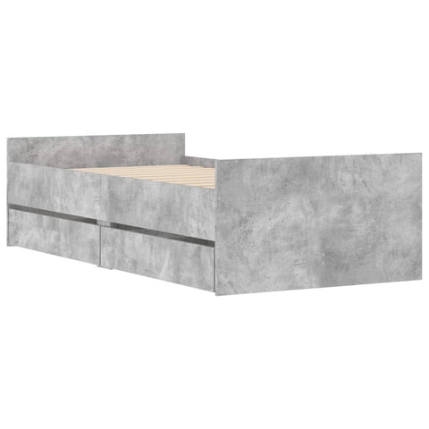 vidaXL Bed Frame with Drawers without Mattress Concrete Grey 90x200 cm