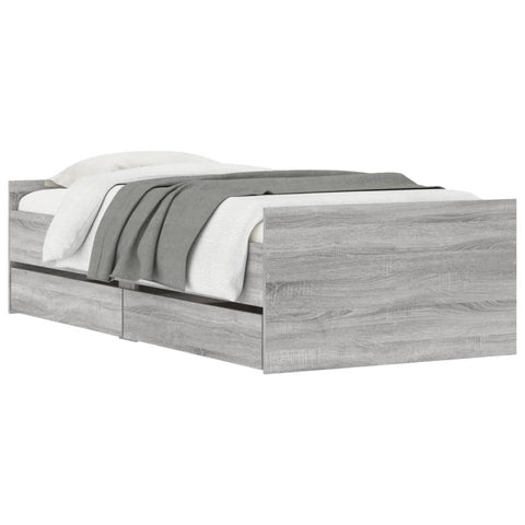 vidaXL Bed Frame with Drawers without Mattress Grey Sonoma 90x200 cm
