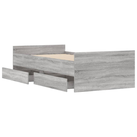 vidaXL Bed Frame with Drawers without Mattress Grey Sonoma 90x200 cm