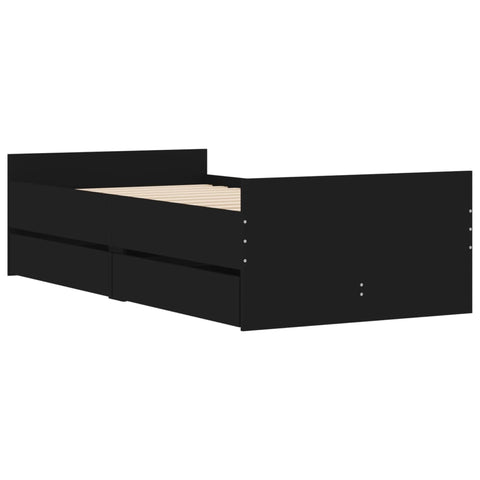 vidaXL Bed Frame with Drawers without Mattress Black 90x190 cm Single