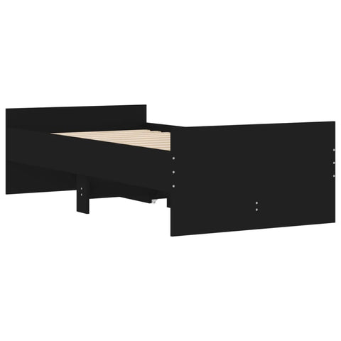 vidaXL Bed Frame with Drawers without Mattress Black 90x190 cm Single