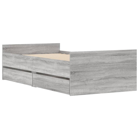 vidaXL Bed Frame with Drawers without Mattress Grey Sonoma 90x190 cm Single