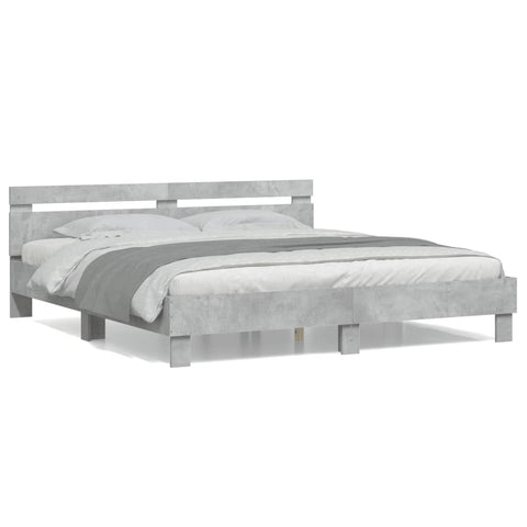 vidaXL Bed Frame without Mattress Concrete Grey 180x200 cm Super King